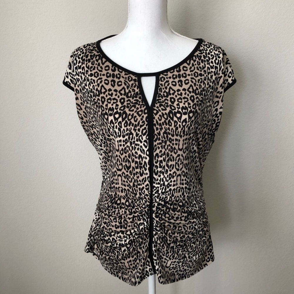 Vince Camuto animal print, ruched, sleeveless top- XL